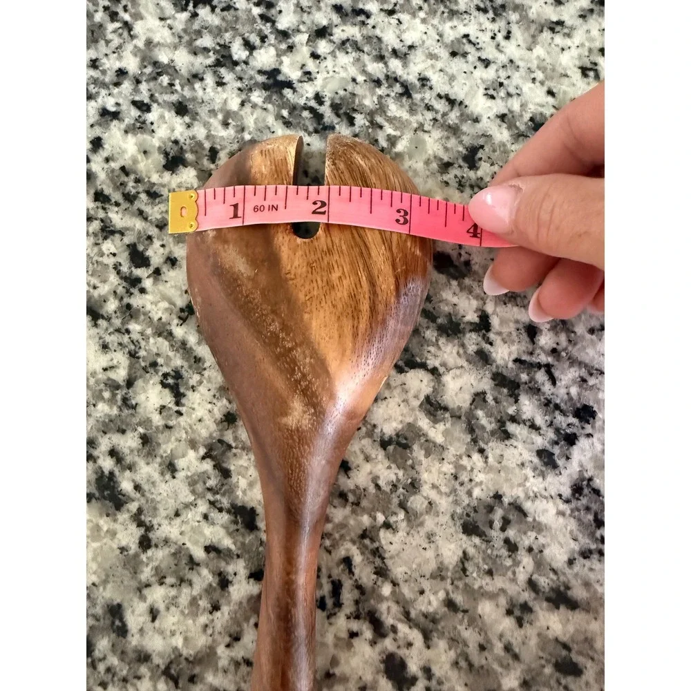 Handcrafted Wooden Kitchen Set of 2 Salad Spoon Spatula Rustic Artisan Wood